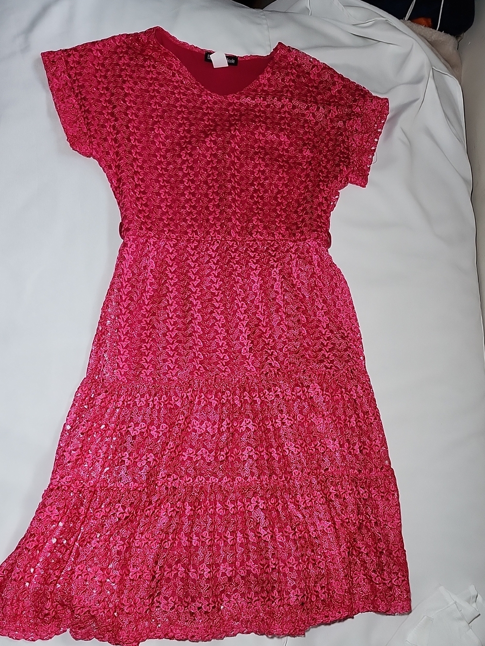 Womens PLX Bright Pink Lace Dress